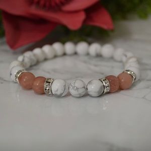 Pink Lepidolite and Howlite Bracelet